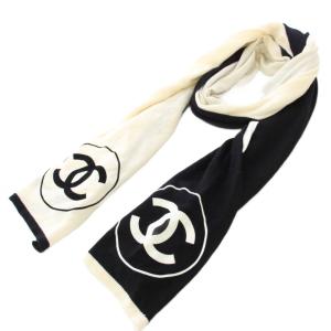 ストール ニット ウール ココマーク ブラック ホワイト