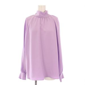 25SS シャツ ブラウス プルオーバー スタンドカラー 長袖 ワンカラー 無地 38 紫 パープル /BB