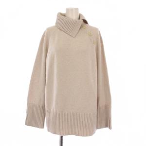 ニット セーター アシンメトリー 長袖 タートルネック カシミヤ ワンカラー 38 ベージュ /BB