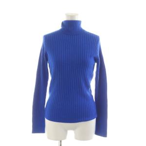リブニット セーター 長袖 2 青 ブルー タートルネック /RR