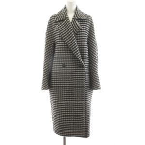 チェスターコート チェック柄 アルパカ 38 ブラック ホワイト 601609036