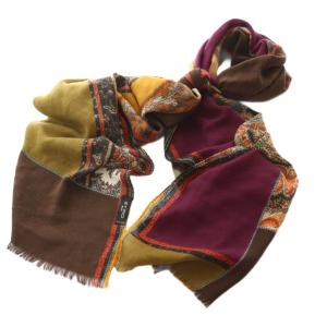 ストール マフラー 総柄 マルチカラー 紫 パープル 茶 ブラウン /SS OS