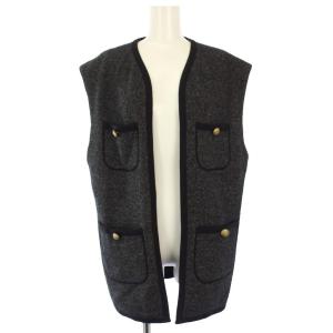 ヘリンボーンバック フロントオープンジレ ベスト 36 黒 ブラック 22-07-14-07210 /TK