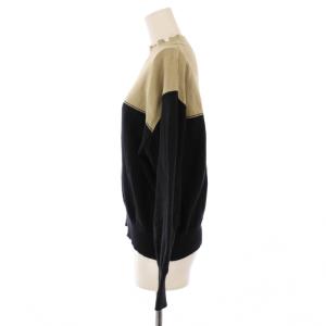 MHL. RECYCLED DRY COTTON ニット 長袖 ハイネック バイカラー 2 ベージュ 黒 ブラック