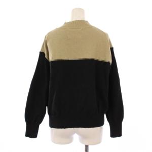 MHL. RECYCLED DRY COTTON ニット 長袖 ハイネック バイカラー 2 ベージュ 黒 ブラック