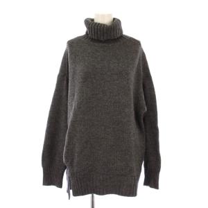 ニット セーター 長袖 タートルネック 無地 ワンカラー ウール混 M グレー /BB