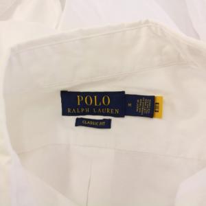POLO RALPH LAUREN ボタンダウンシャツ カジュアル 長袖 レギュラーカラー ロゴ 刺繍 ワンポイント M 白 ホワイト /BB