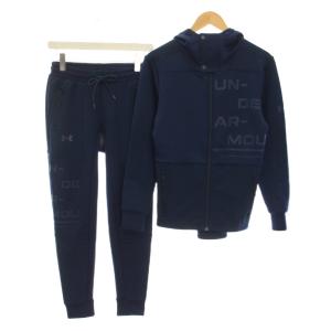 ジャージ セットアップ 上下 UAハイブリッド ニット ジャケット パンツ SM 紺 ネイビー /YM