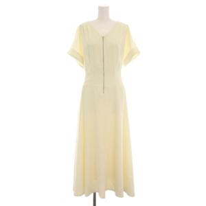 23AW ジップディティールワンピース ロング 半袖 38 アイボリー Vネック 33362180 /YM