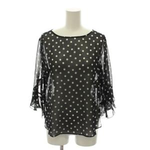ブラウス 38 紺 ドット柄 ラウンドネック 七分袖 /RE