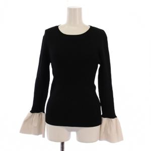 22AW ベルスリーブニットプルオーバー カットソー 長袖 リブ 36 黒 CWNT221115 /BM