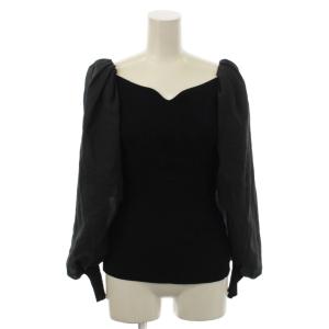 22SS シアースリーブニットプルオーバー トップス 36 黒 ブラック ハートネック パフスリーブ 長袖