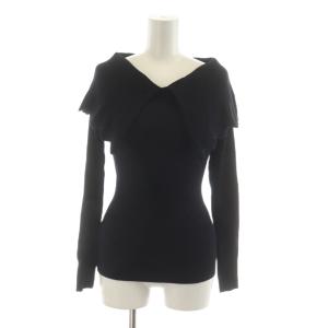 リブニット セーター 36 黒 ブラック 長袖 襟付き /RR