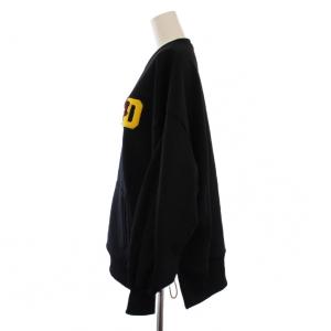 DOUBLE STANDARD CLOTHING スウェット トレーナー プルオーバー 長袖 クルーネック ベア ワッペン 裏起毛 F 黒 0508-000-224