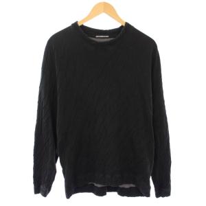 Tシャツ カットソー 長袖 クルーネック シワ加工 3 黒 ME01JK043 /TK