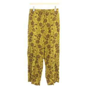ジャカードワイドレッグパンツ 34 イエロー ブラウン 010914-1224-205