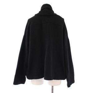Framework カーディガン 長袖 前開きトッパー ストレッチ ワンカラー 麻 リネン F 黒 ブラック /BB