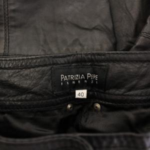 PATRIZIA PEPE レザーパンツ スラックス ジップフライ 牛革 40 黒 ブラック /BB