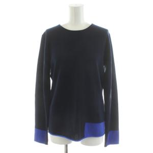 23AW スコットランドカシミヤ クルーネックプルオーバー ニット セーター 長袖 F 紺 ネイビー 青