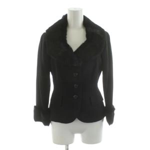 ジャケット シングル ファー 38 黒 ブラック /AN29