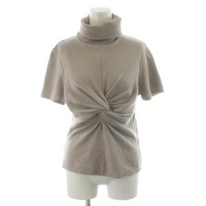 ニット カットソー 半袖 タートルネック ベージュ /AN53