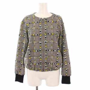 チェック刺繍ブルゾン ノーカラージャケット 36 グレー 38301236 /KH