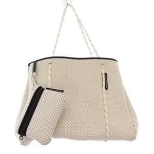 トートバッグ ハンドバッグ バイカラー パンチング 白 ホワイト 黒 ブラック /BB