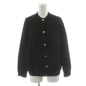 カーディガン 金ボタン カシミヤ 42 黒 ブラック /AN55