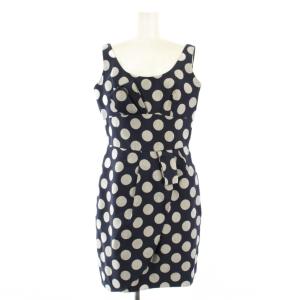 ノースリーブワンピース ひざ丈 ドット 42 紺 /KH