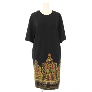 ワンピース ひざ丈 半袖 総柄 38 黒 192-18038-5253 /TK