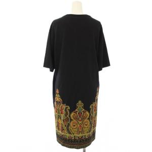 ETRO ワンピース ひざ丈 半袖 総柄 38 黒 192-18038-5253 /TK