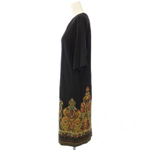 ETRO ワンピース ひざ丈 半袖 総柄 38 黒 192-18038-5253 /TK