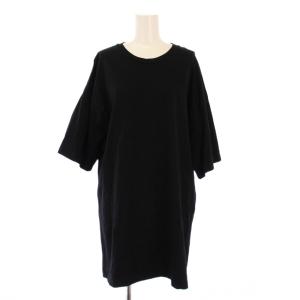 BigTシャツ 半袖 クルーネック 無地 ストレッチ ワンカラー F 黒 ブラック 22070500805010