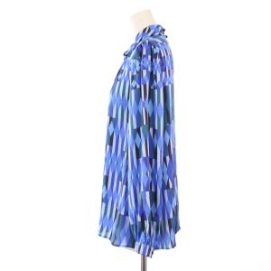 ANAYI 25SS アイシクルプリントカシュクールネック ブラウス プルオーバー 長袖 38 青 10251713050