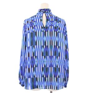 ANAYI 25SS アイシクルプリントカシュクールネック ブラウス プルオーバー 長袖 38 青 10251713050