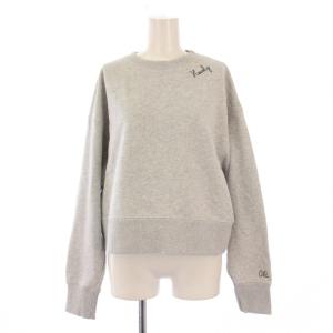 スウェット トレーナー 長袖 クルーネック ショート丈 ロゴ 刺繍 F グレー タグ付き /BB