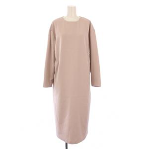 23SS ワンピース ミモレ ロング 長袖 クルーネック 無地 ワンカラー 36 ピンク /BB