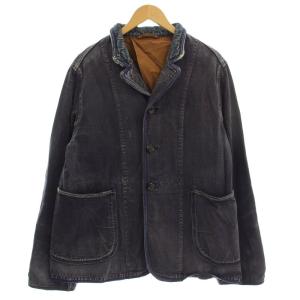 ヴィンテージ加工 デニムジャケット ダメージ加工 L ネイビー