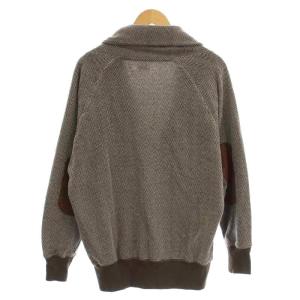KAPITAL ニット カーディガン ヘリンボーン柄 エルボーパッチ 裏起毛 M 茶 ブラウン /G