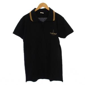 鹿の子レース ポロシャツ 半袖 刺繍 2 黒 /BM