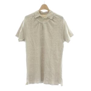 Tシャツ 麻 リネン ベージュ 半袖 裾スリット /AU