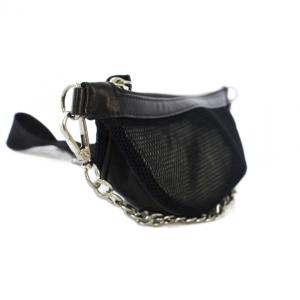 JIMMY CHOO メッシュ チェーンショルダーバッグ ロゴ 黒 /KH