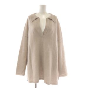 ニット セーター ウール100％ ドロップショルダー ベージュ Vネック長袖 /AU