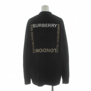 BURBERRY バックインターシャ カーディガン ウール S ブラック 8055956