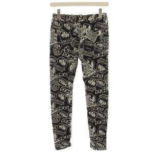 HYSTERIC GLAMOUR SUPER HYS柄 リバーシブルスウェットパンツ 総柄 転写プリント スキニー F 黒 ブラック 紺