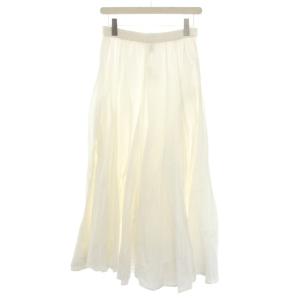 スカート ロング フレア ギャザー イージー ウエストゴム 白 ホワイト /YT