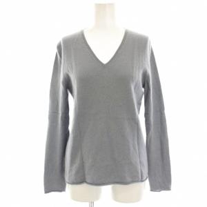 FINE CASHMERE LEWIS ニット カットソー カシミヤ 長袖 Vネック 薄手 38 青 ブルー