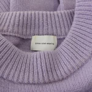 green label relaxing セレニティ プルオーバー ニット ウール F パープル クルーネック 長袖 バックスリット /JP