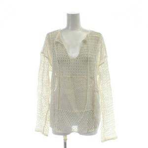 Patchwork Mesh Tops トップス F 白 ホワイト Vネック 長袖 12120610 /AP