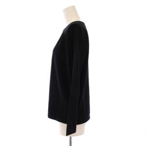 dama collection カットソー 長袖 ボートネック 無地 ワンカラー ストレッチ L 黒 ブラック /BB